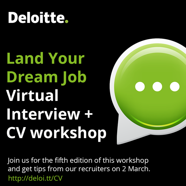 Event Deloitte Land your dream job – Virtual interview & CV workshop  header